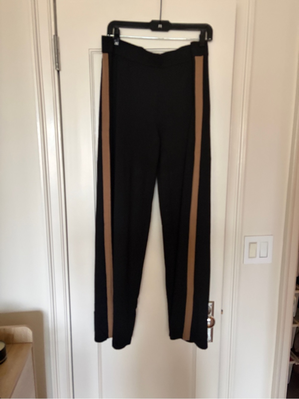 MANGO Knit Pants- Black with Tan Side Stripe